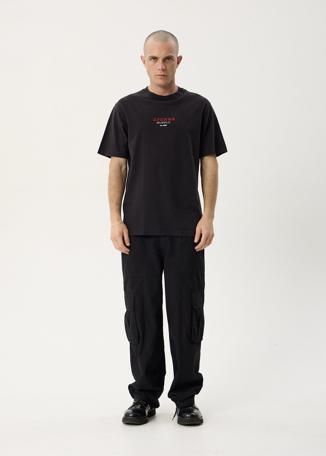 AFENDS Mens Anniversary - Retro Tee - Stone Black