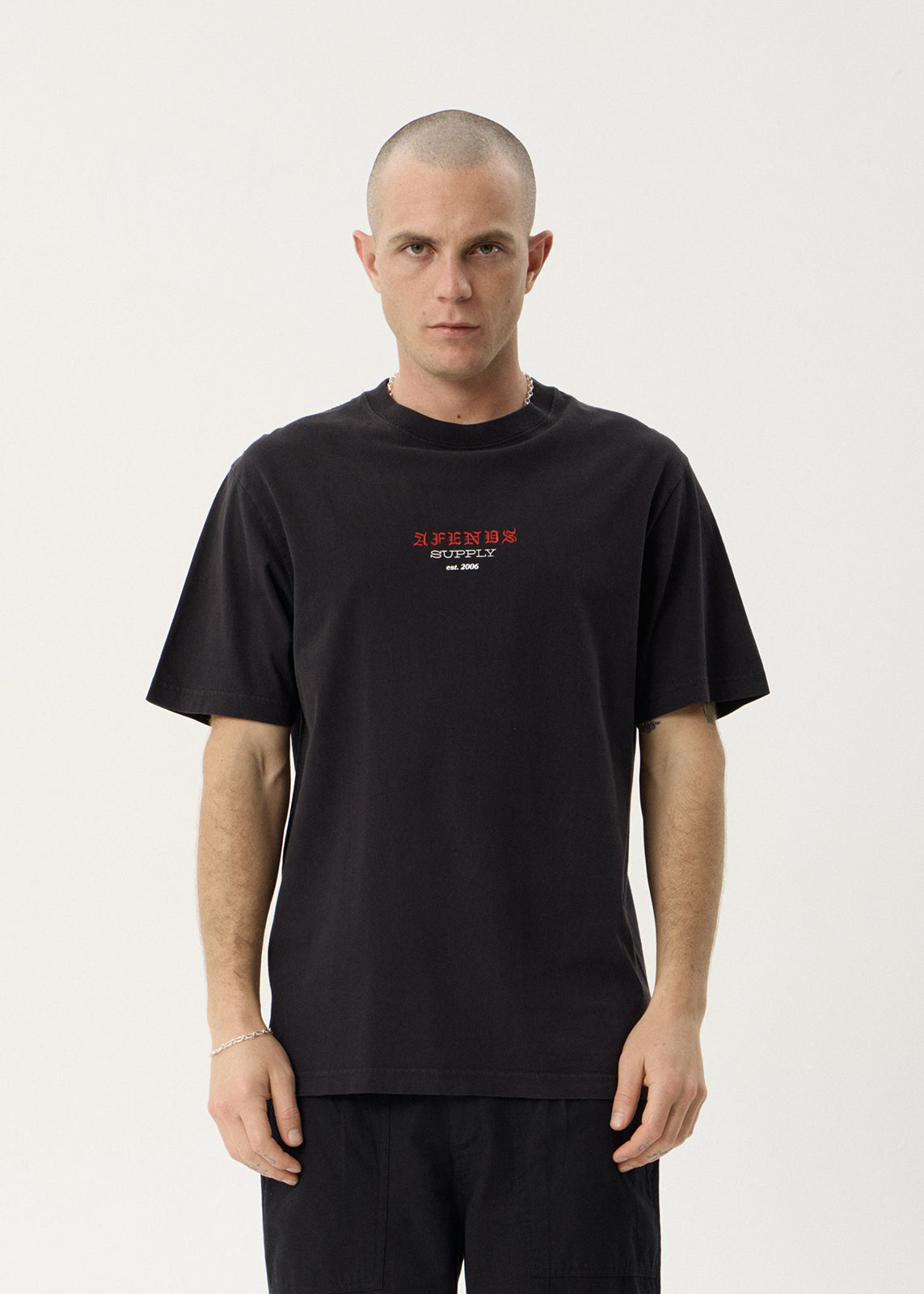 AFENDS Mens Anniversary - Retro Tee - Stone Black