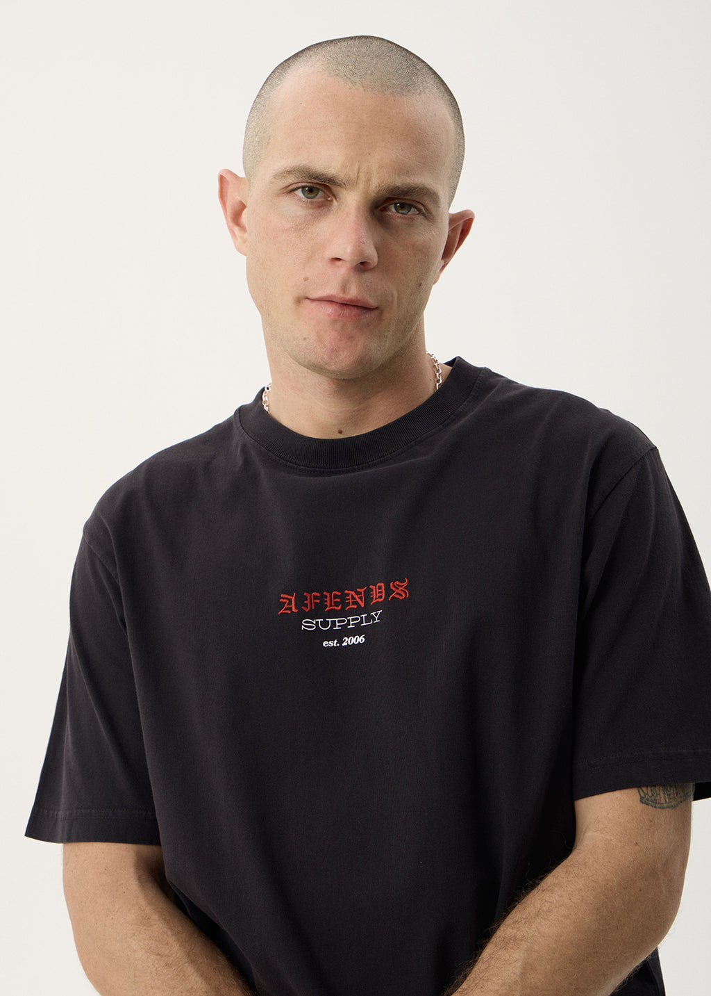 AFENDS Mens Anniversary - Retro Tee - Stone Black