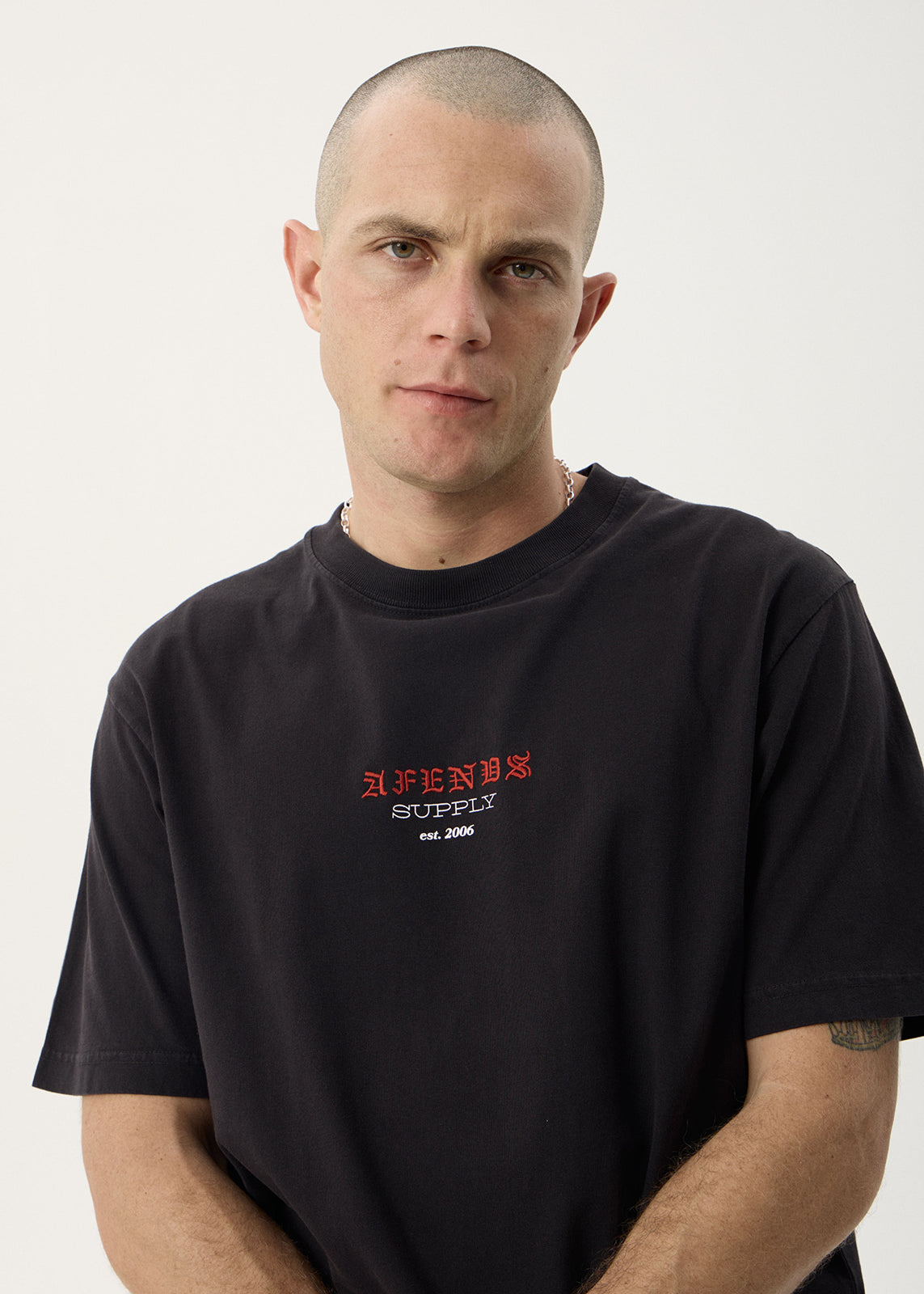 AFENDS Mens Anniversary - Retro Tee - Stone Black