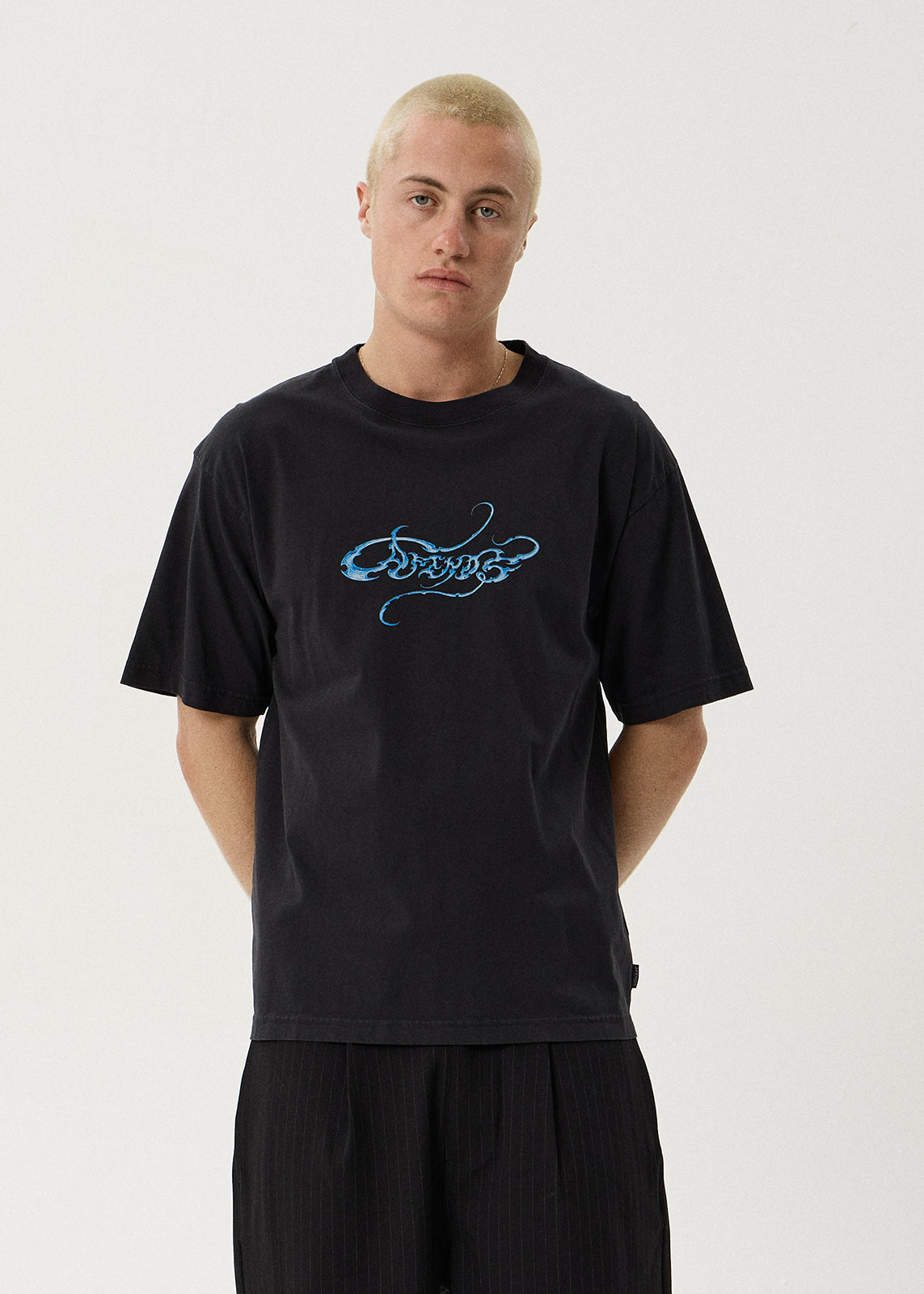 AFENDS Mens Razor - Boxy Tee - Stone Black