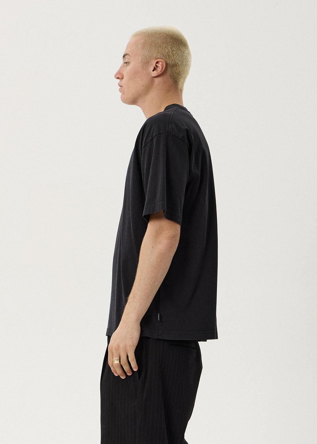 AFENDS Mens Razor - Boxy Tee - Stone Black