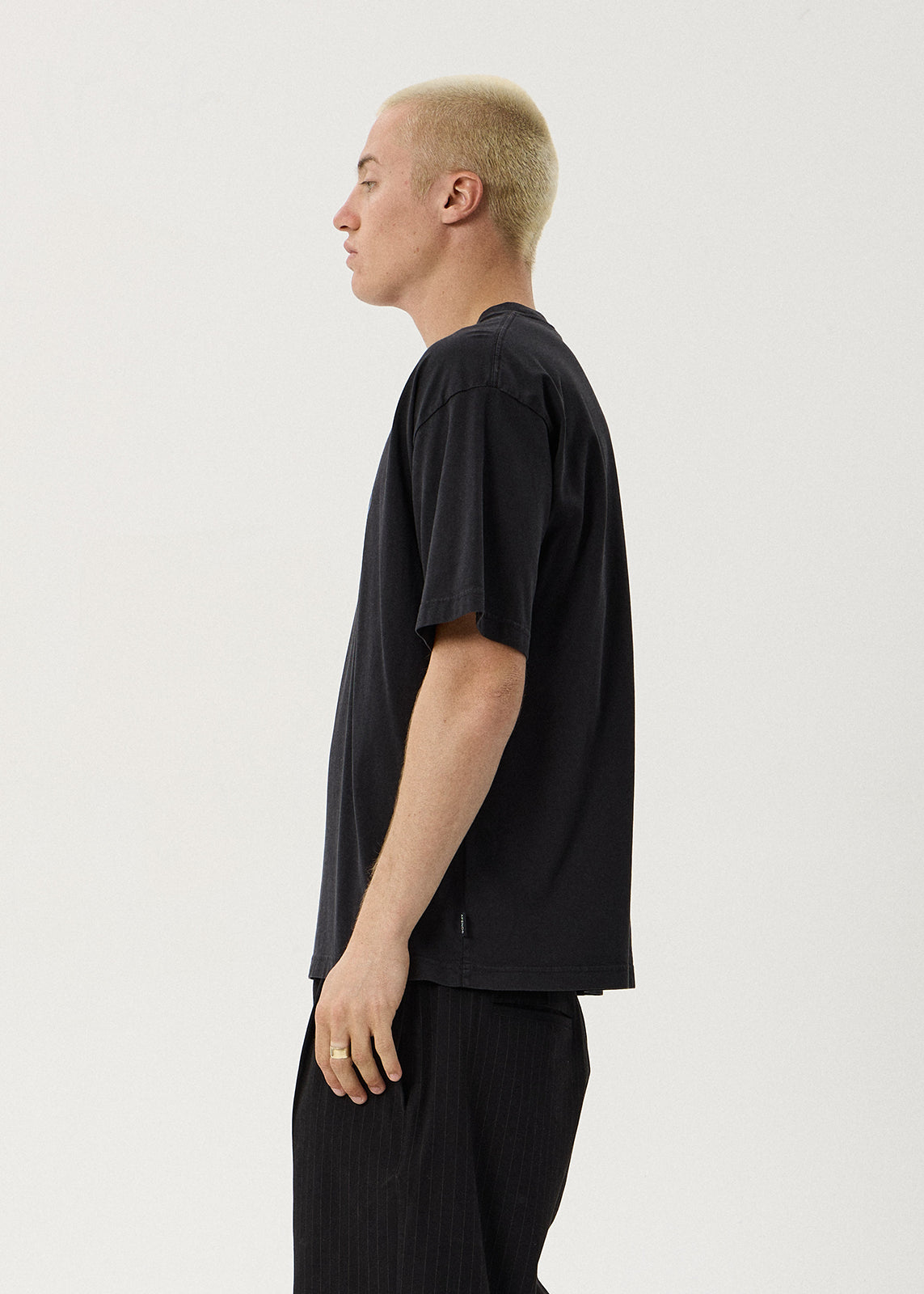 AFENDS Mens Razor - Boxy Tee - Stone Black