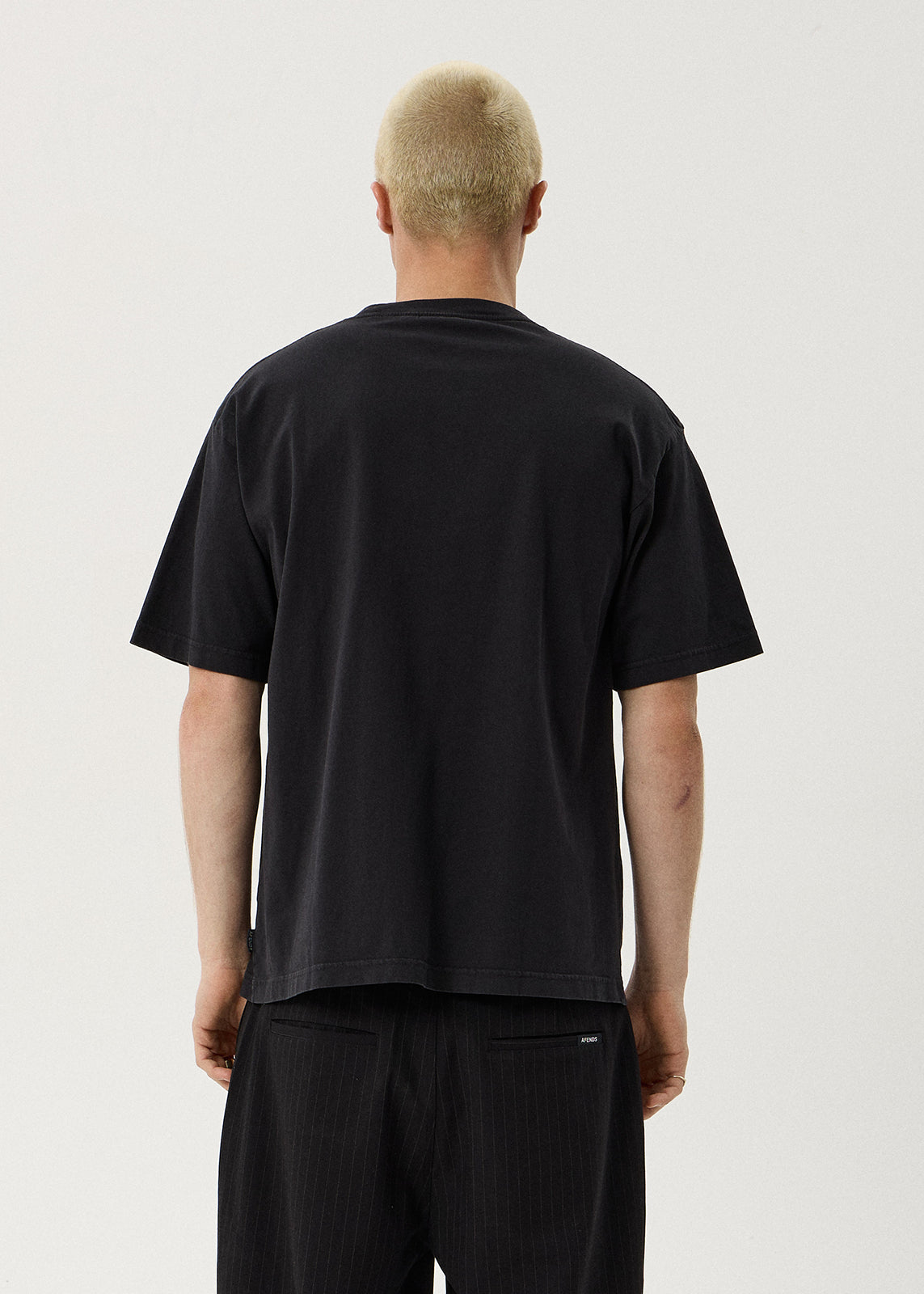 AFENDS Mens Razor - Boxy Tee - Stone Black