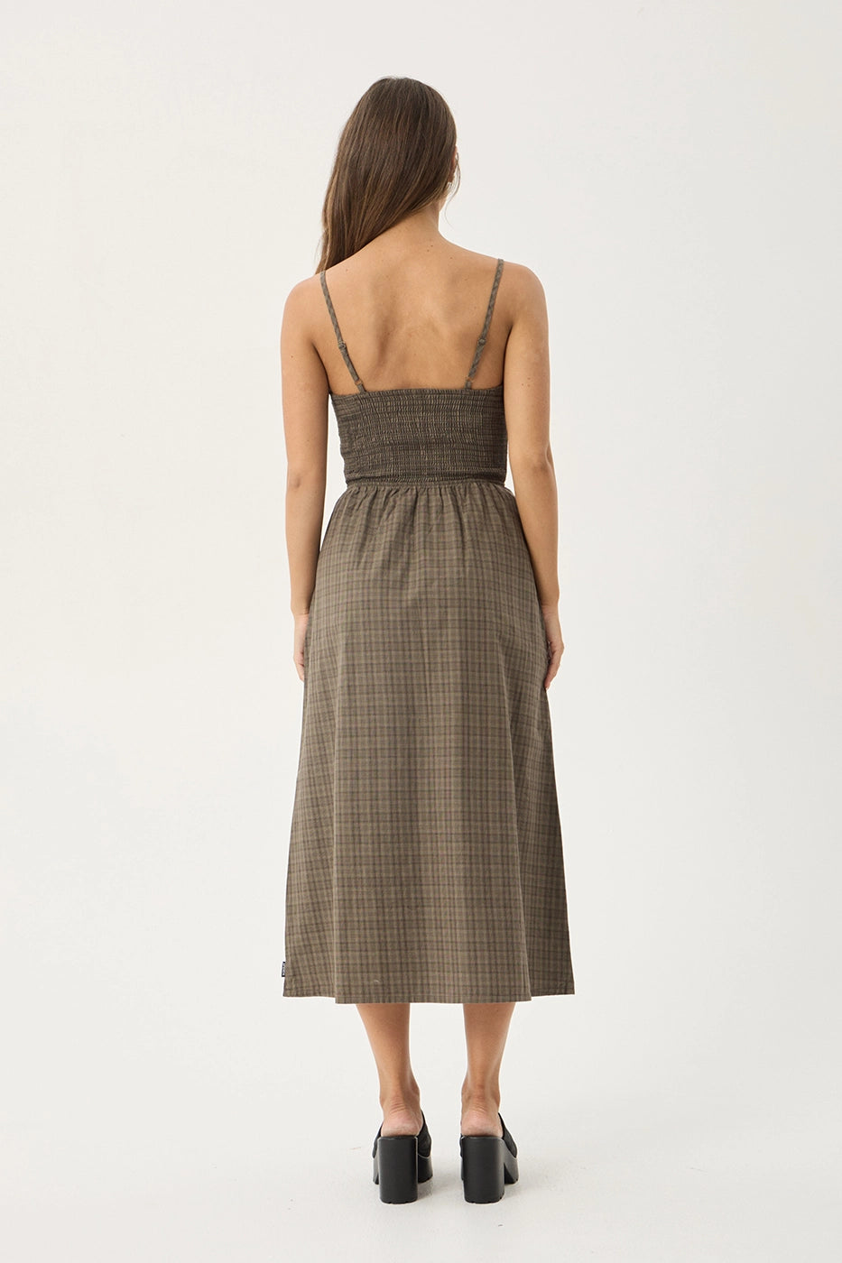 AFENDS Womens Shadow - Midi Dress - Stone Check