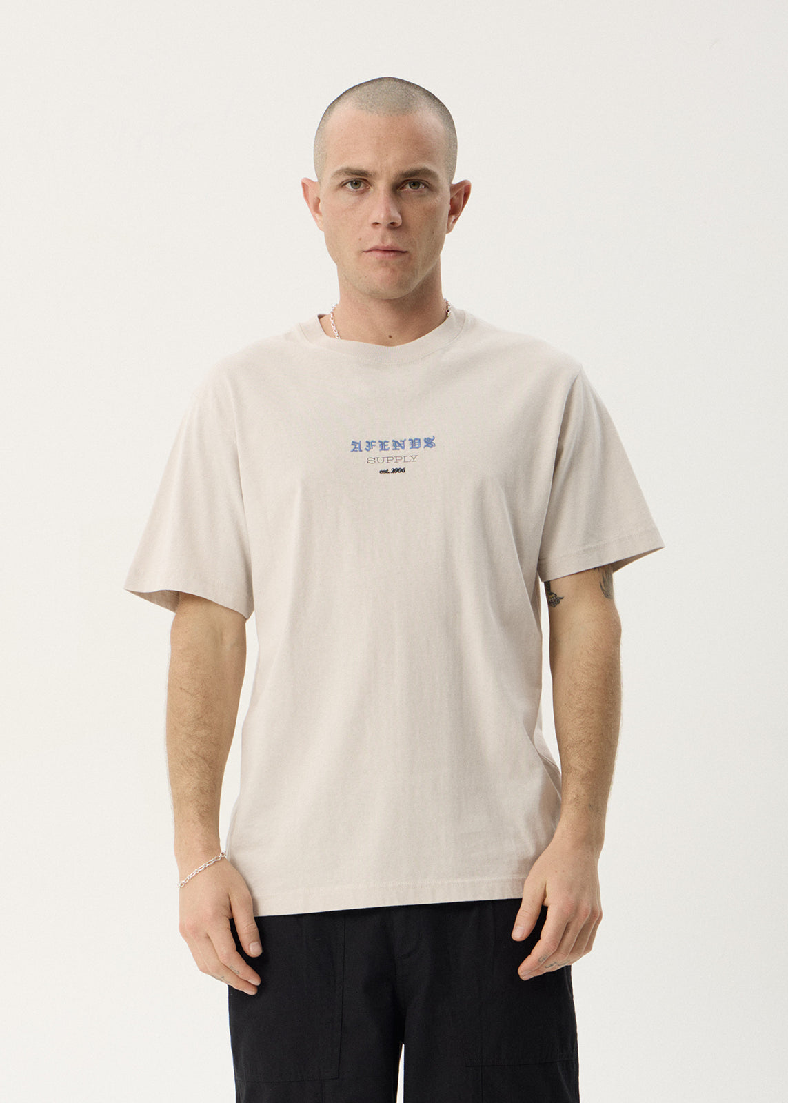 AFENDS Mens Anniversary - Retro Tee - Moonbeam