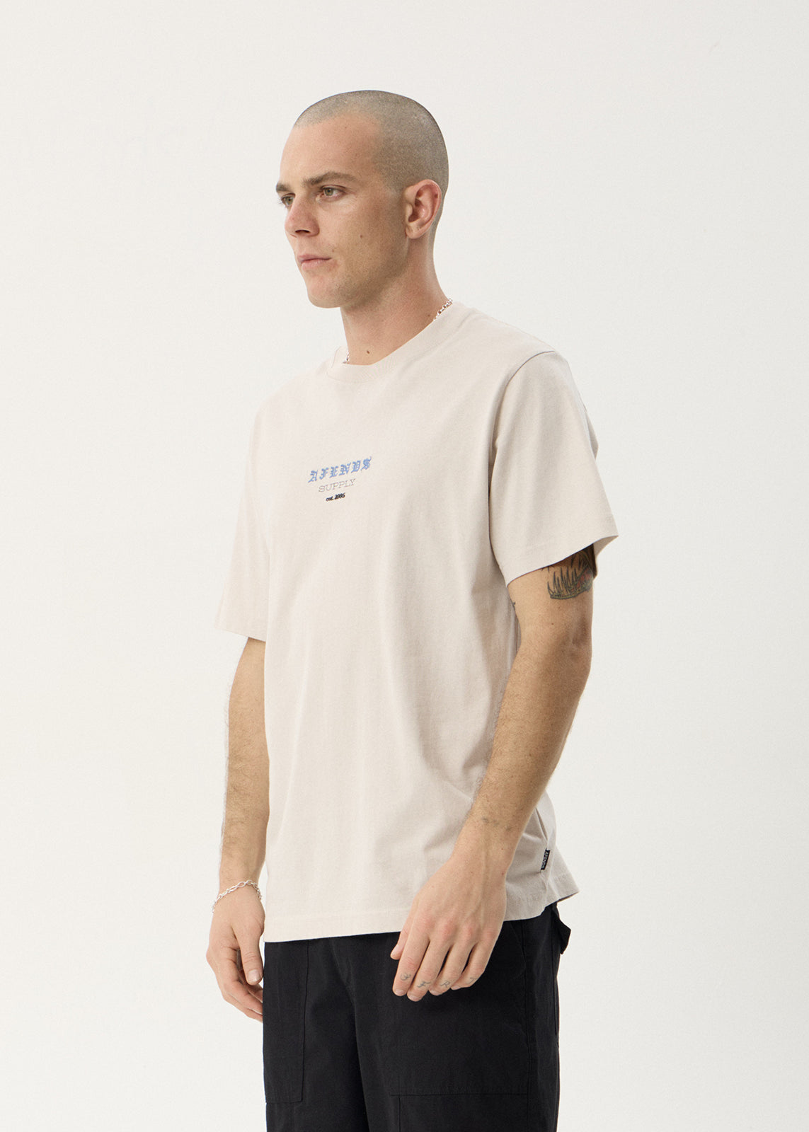AFENDS Mens Anniversary - Retro Tee - Moonbeam