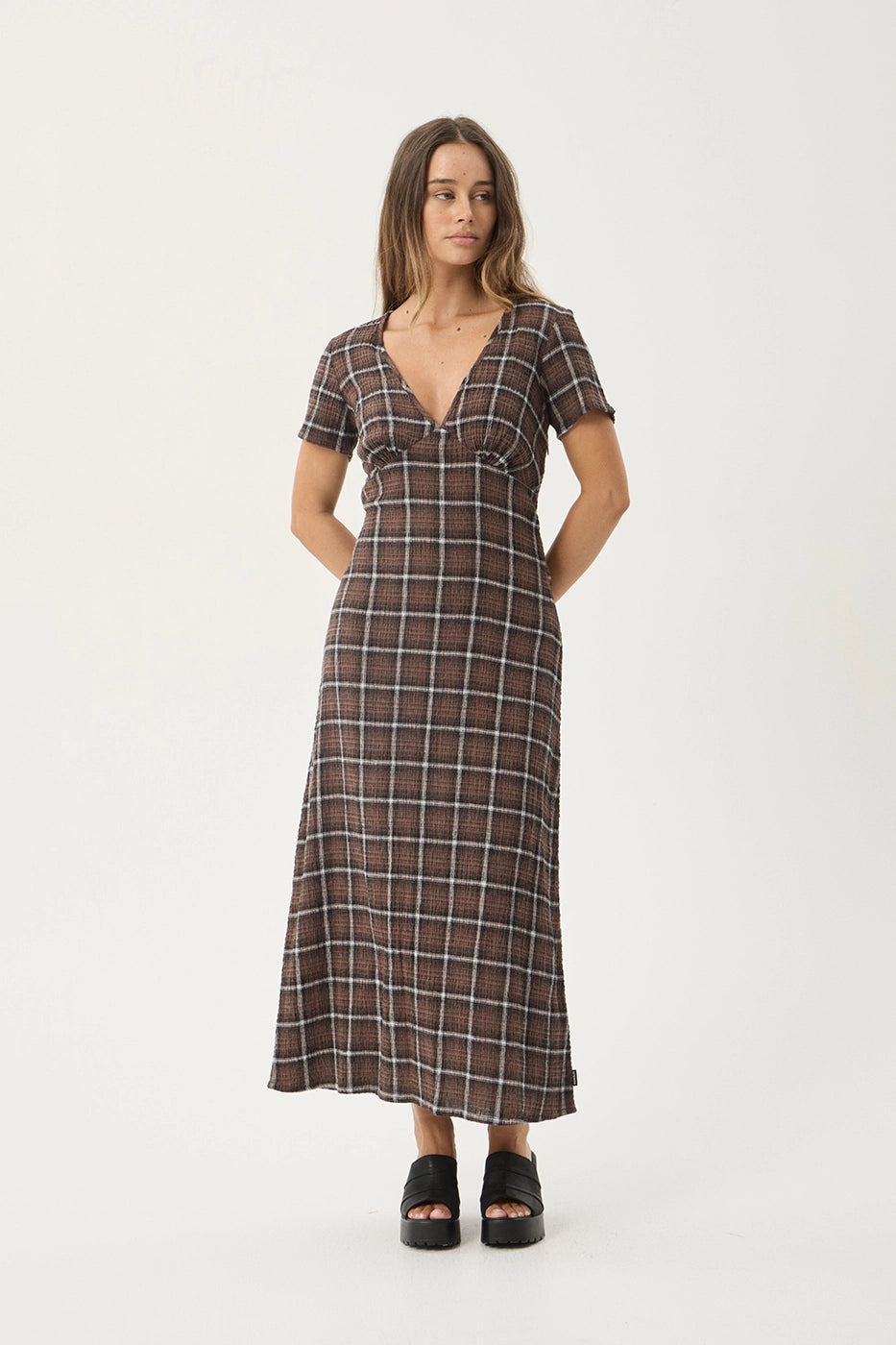 afends seersucker check maxi dress AFENDS Womens Tully - Seersucker Maxi Dress
