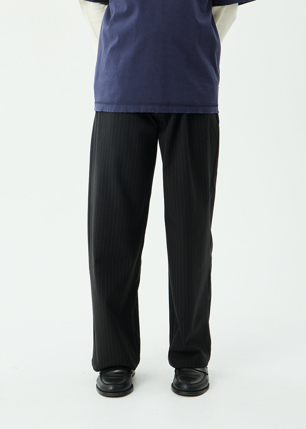 AFENDS Mens Business - Pleated Pants - Black Stripe