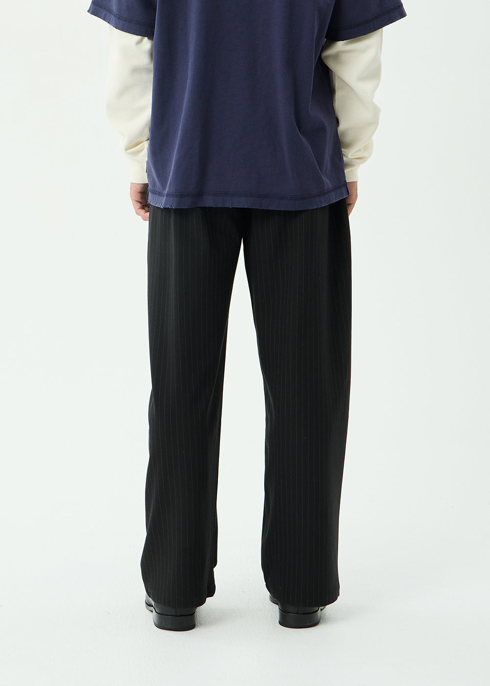 AFENDS Mens Business - Pleated Pants - Black Stripe