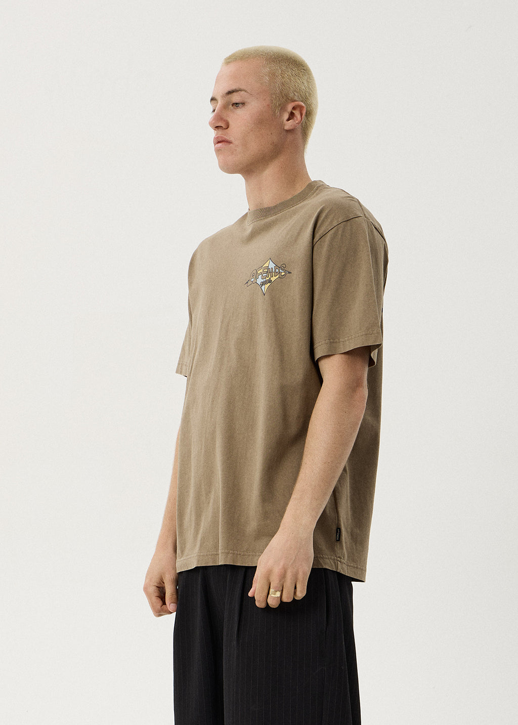 AFENDS Mens Session - Retro Tee - Vintage Fossil