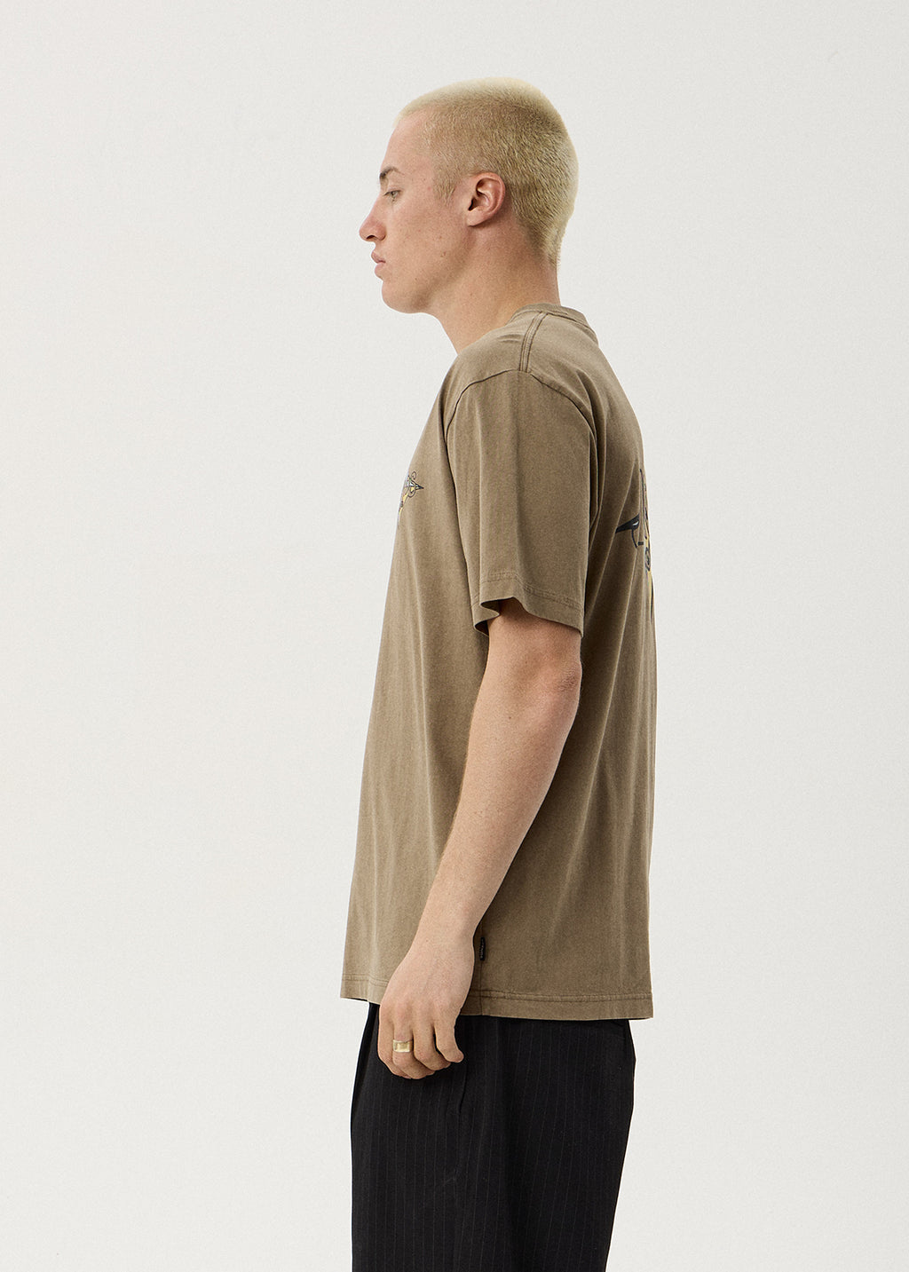 AFENDS Mens Session - Retro Tee - Vintage Fossil
