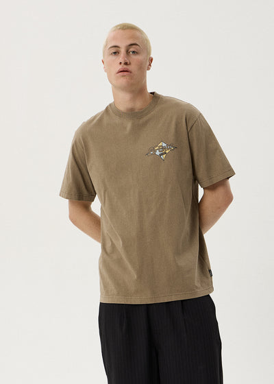 AFENDS Mens Session - Retro Tee - Vintage Fossil