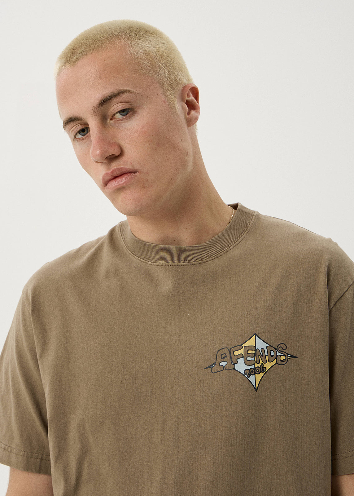 AFENDS Mens Session - Retro Tee - Vintage Fossil