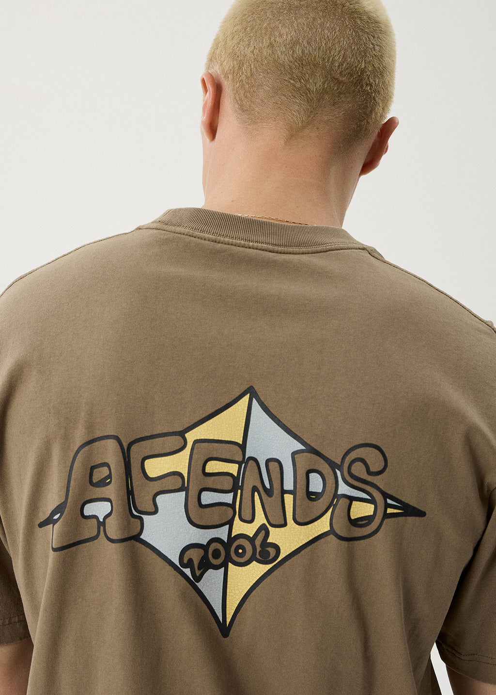 AFENDS Mens Session - Retro Tee - Vintage Fossil