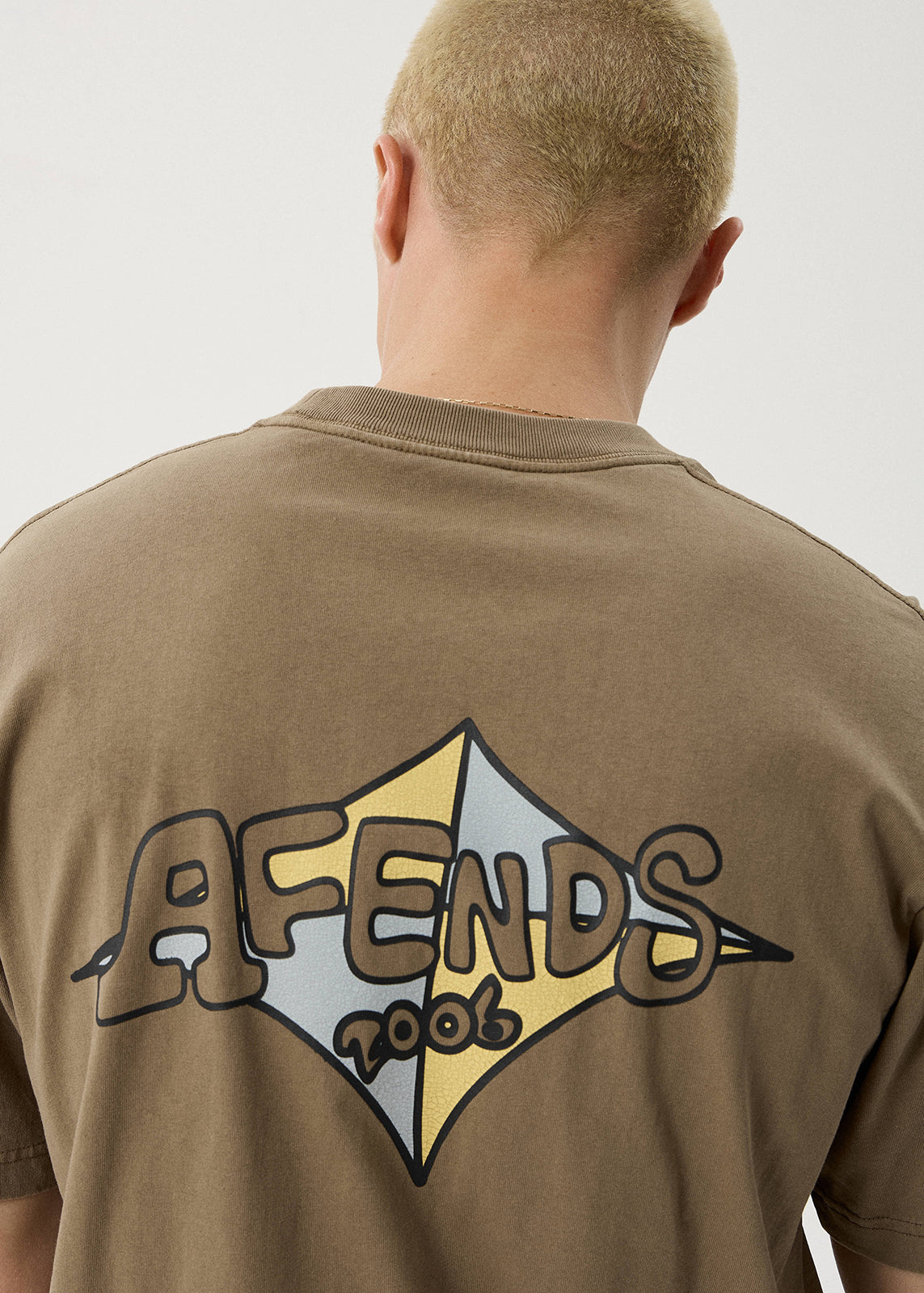 AFENDS Mens Session - Retro Tee - Vintage Fossil