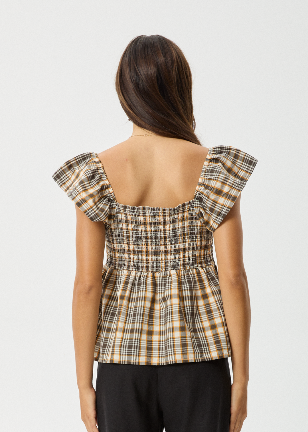 AFENDS Womens Check Out - Top - Moonbeam Check 