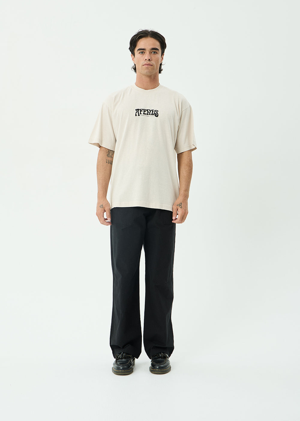 AFENDS Mens Perception - Boxy Tee - Moonbeam