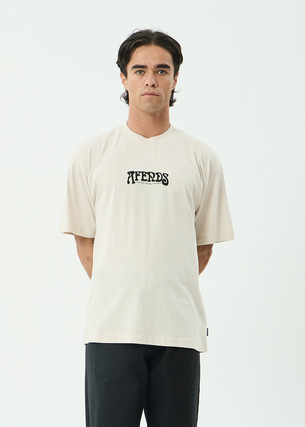 AFENDS Mens Perception - Boxy Tee - Moonbeam