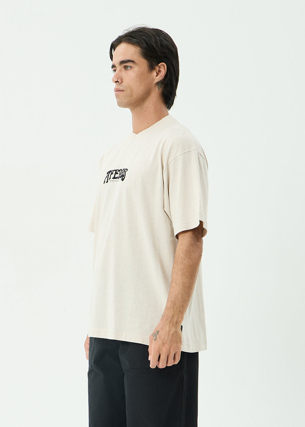 AFENDS Mens Perception - Boxy Tee - Moonbeam