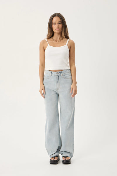 AFENDS Womens Bella - Denim Wide Leg Baggy Jean - Stone Blue