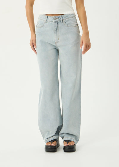 AFENDS Womens Bella - Denim Wide Leg Baggy Jean - Stone Blue