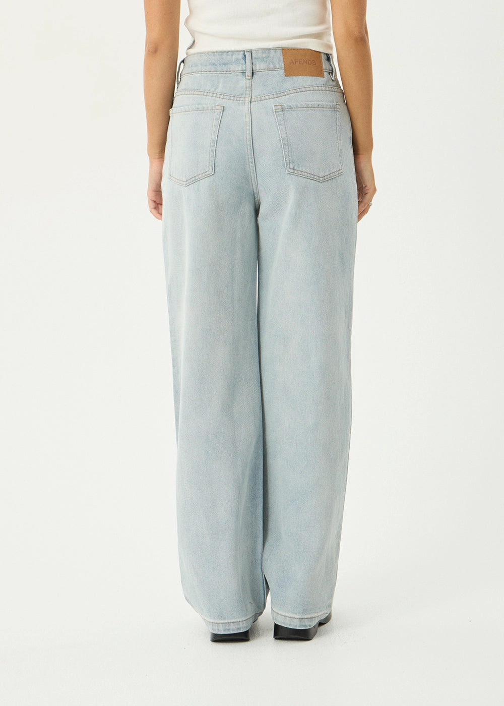 AFENDS Womens Bella - Denim Wide Leg Baggy Jean - Stone Blue
