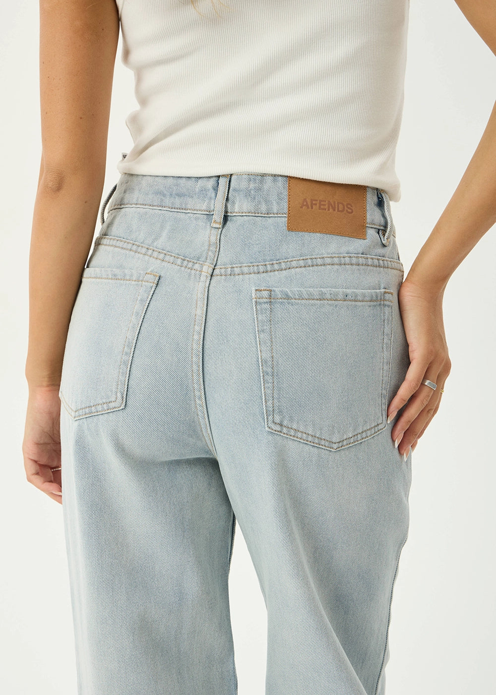 AFENDS Womens Bella - Denim Wide Leg Baggy Jean - Stone Blue