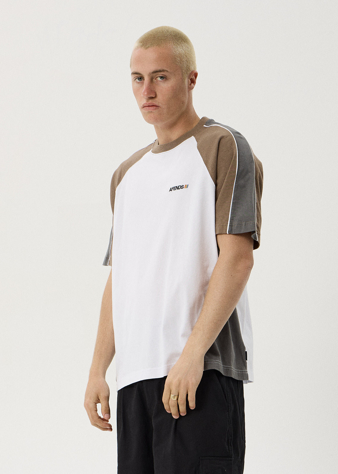 AFENDS Tallows - Panelled Raglan Tee - White