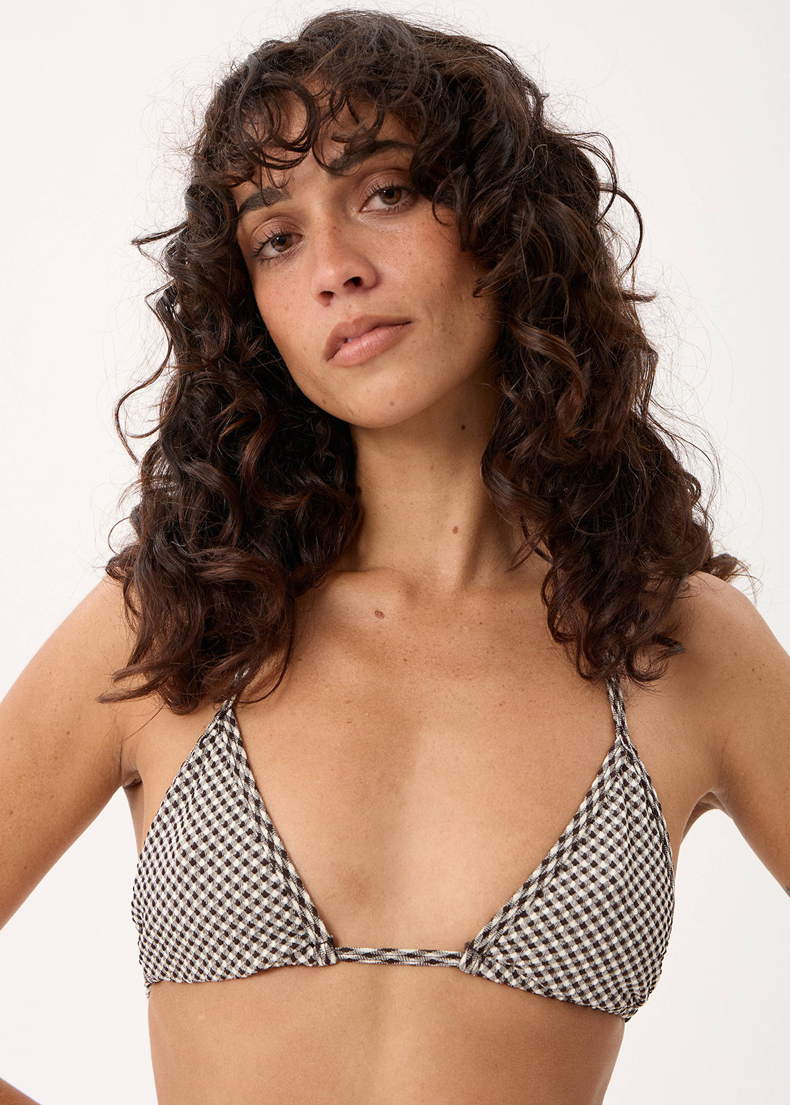 AFENDS Andrea - Tri Bikini Top - Black / White Gingham