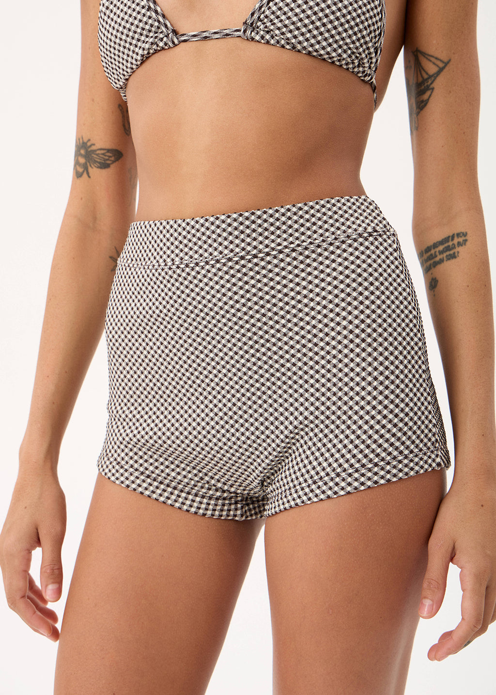 AFENDS Andrea - Cheeky Swim Short - Black / White Gingham