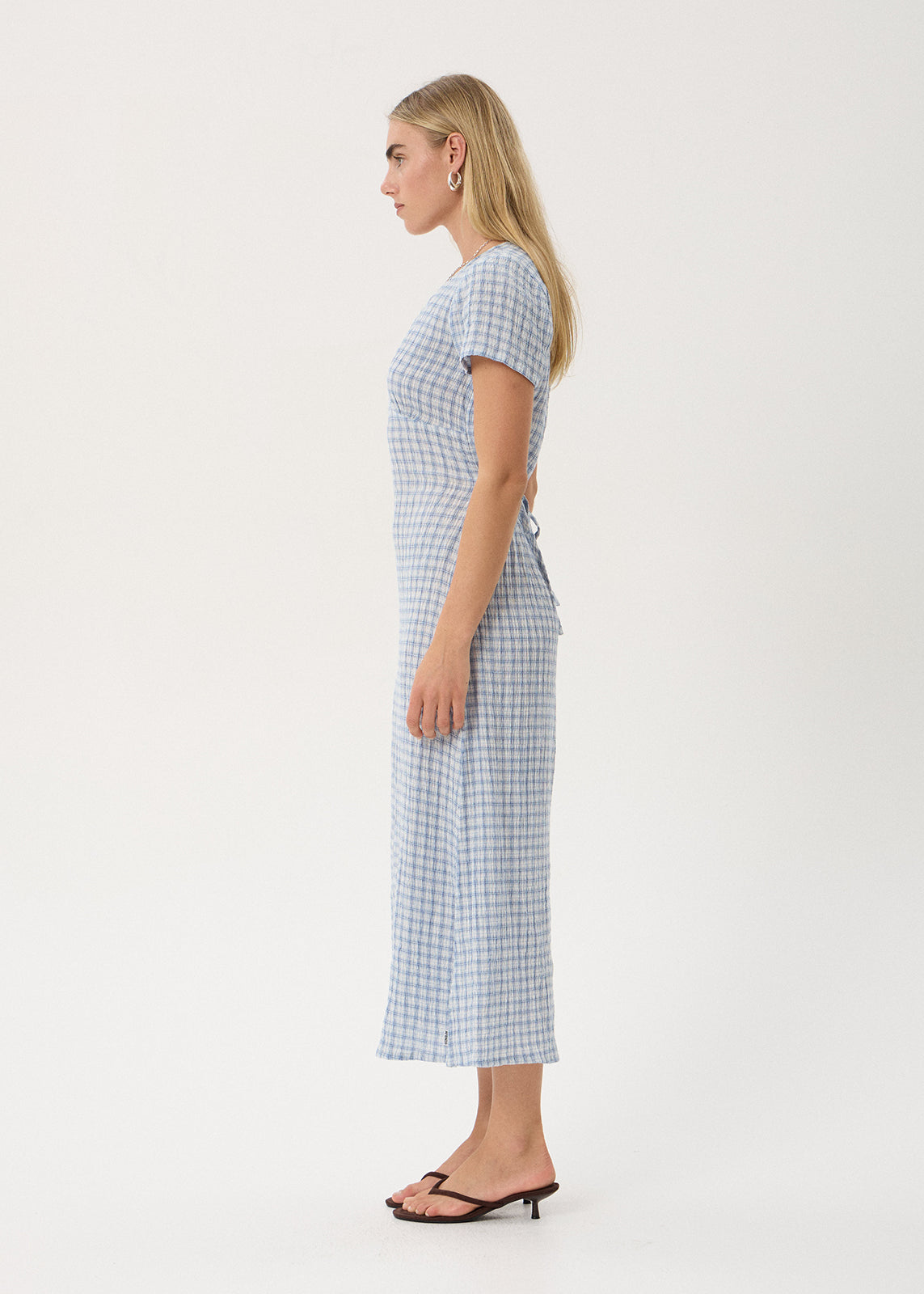 AFENDS Maeve - Seersucker Maxi Dress - Powder Blue Check