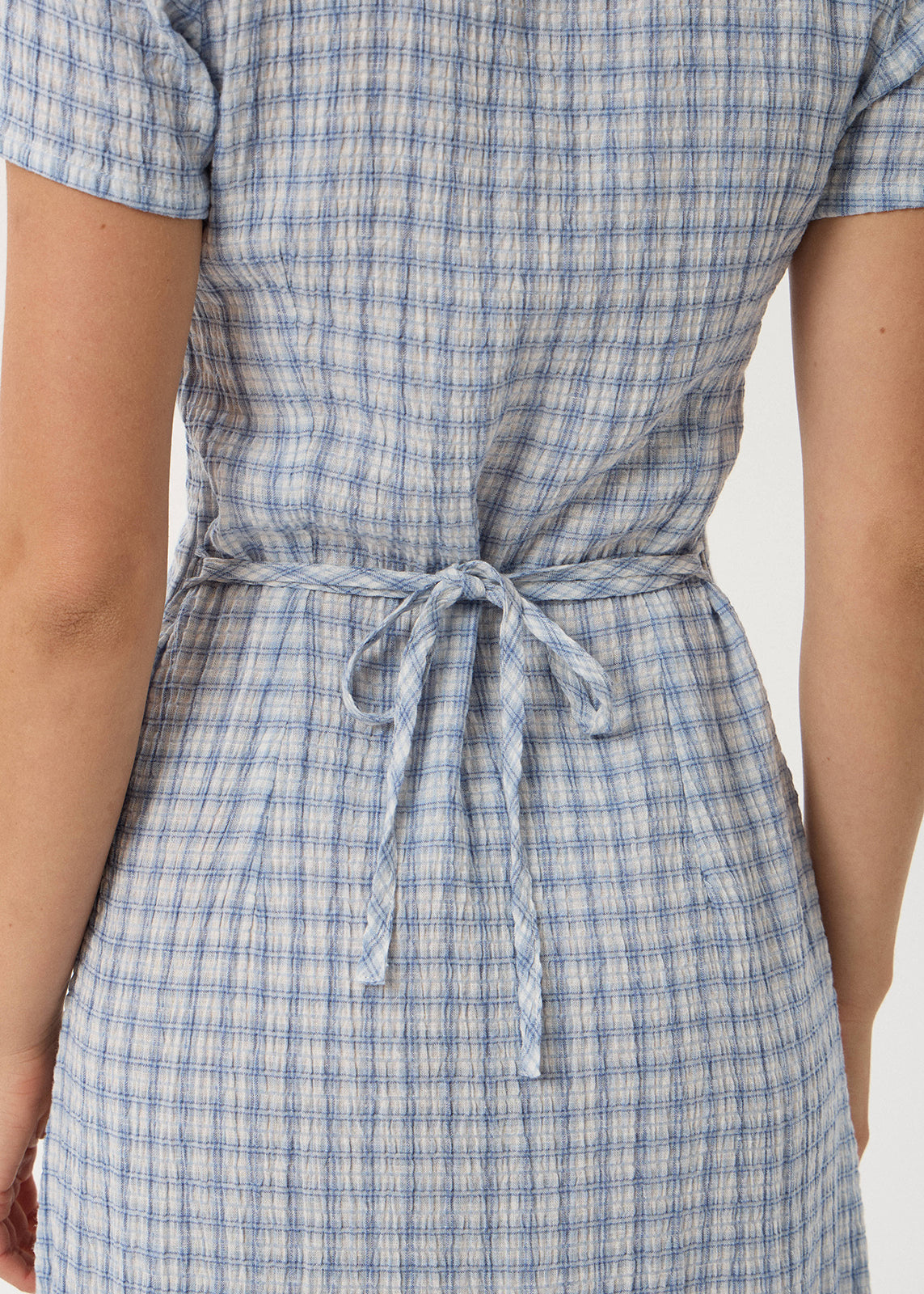 AFENDS Maeve - Seersucker Maxi Dress - Powder Blue Check