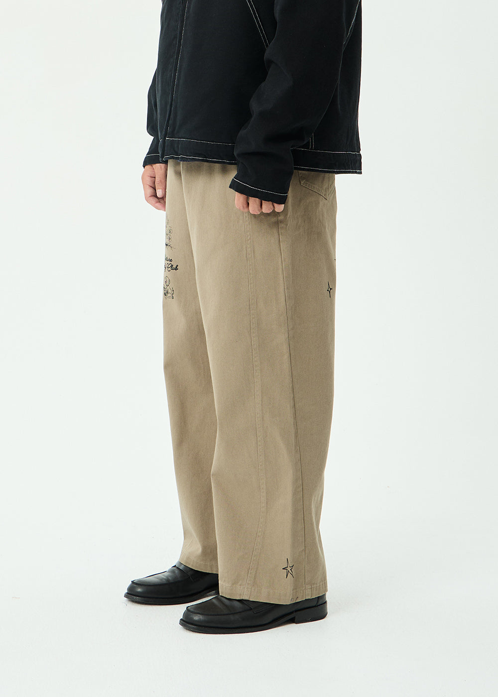 AFENDS Mens Flower Patch - Pablo Printed Pant - Stone