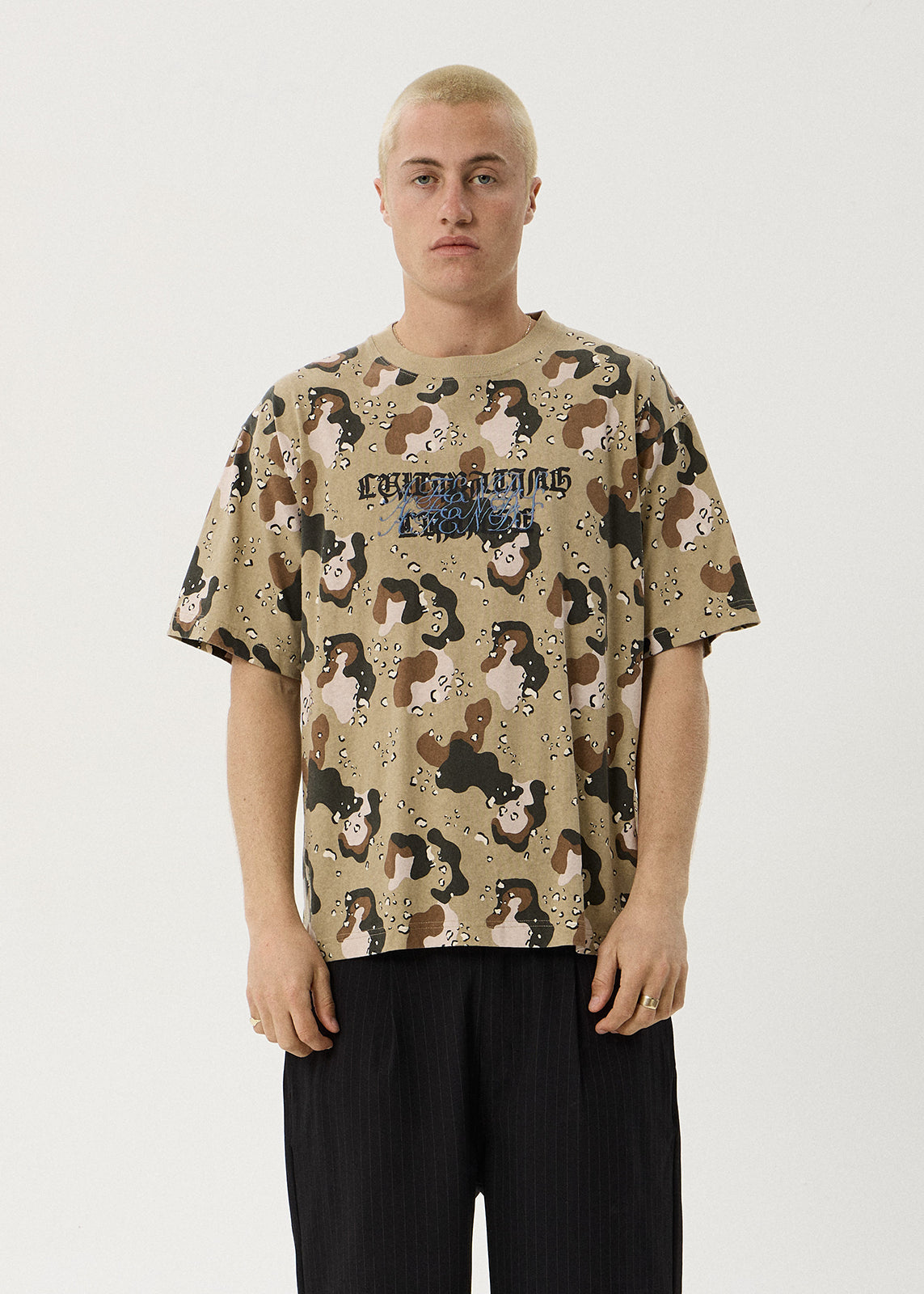 AFENDS Mens Desert - Boxy Tee - Desert Camo
