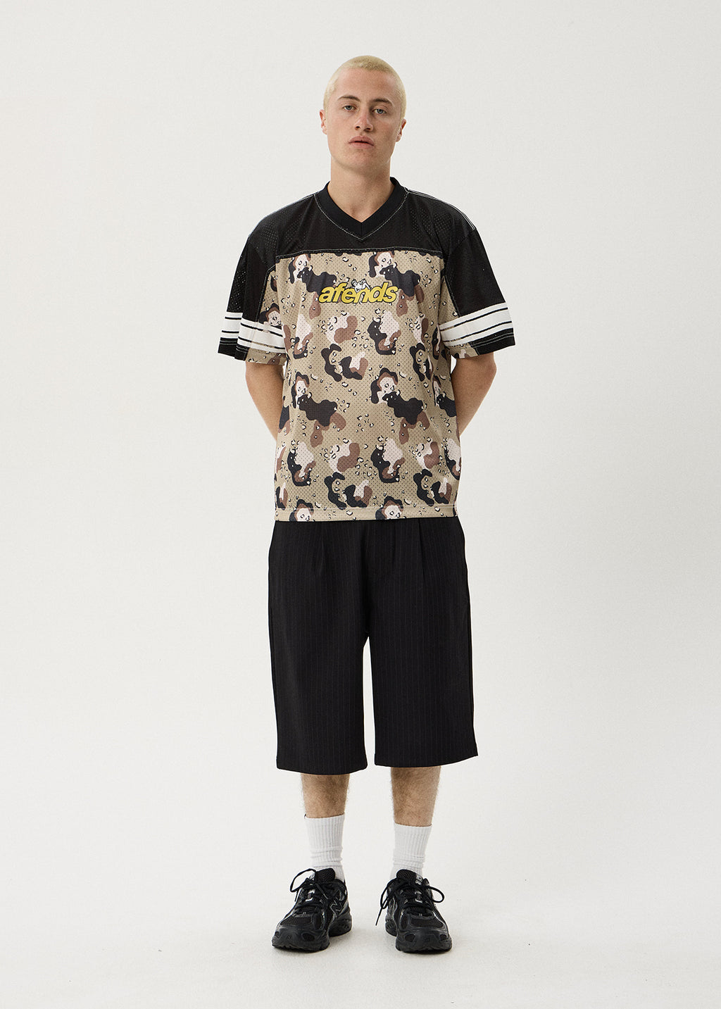 AFENDS Mens Desert Angel - Mesh Boxy Tee - Desert Camo