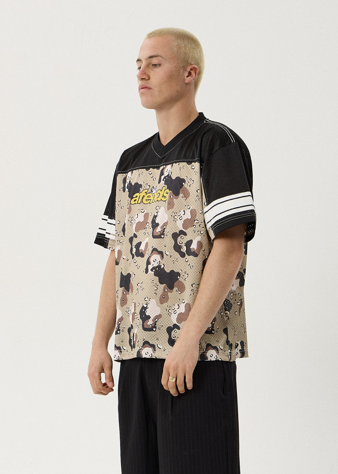 AFENDS Mens Desert Angel - Mesh Boxy Tee - Desert Camo
