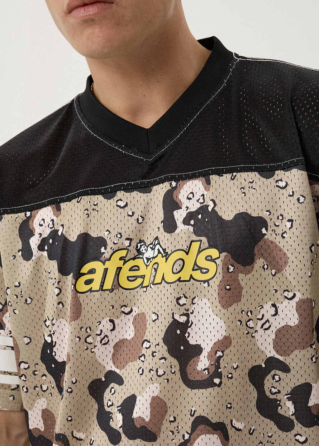 AFENDS Mens Desert Angel - Mesh Boxy Tee - Desert Camo