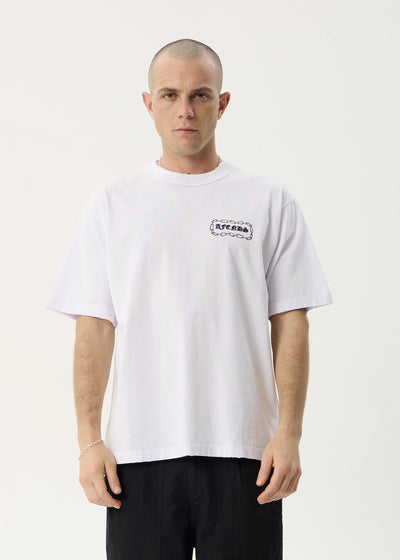 AFENDS Mens Spiritual - Heavyweight Boxy Tee - White