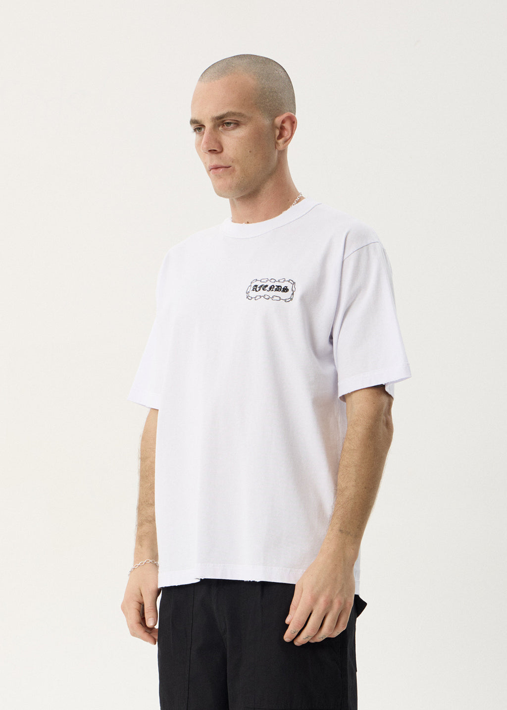 AFENDS Mens Spiritual - Heavyweight Boxy Tee - White
