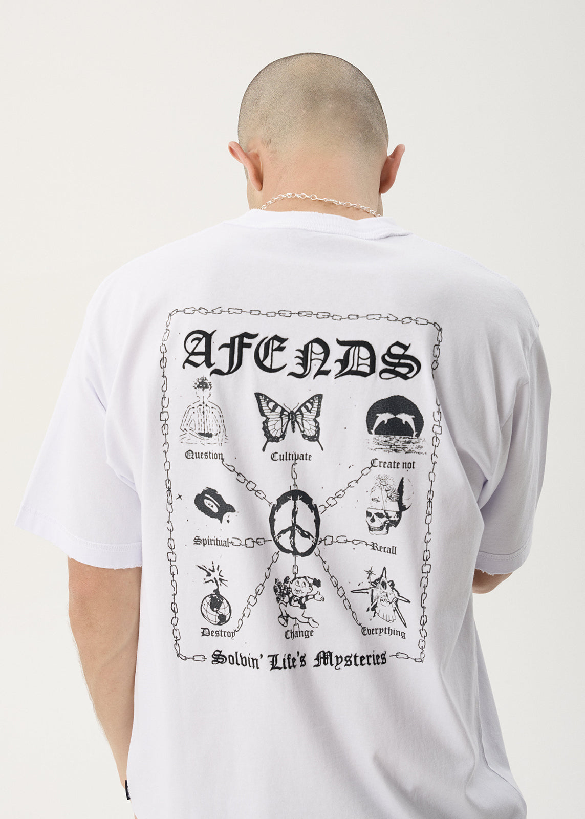 AFENDS Mens Spiritual - Heavyweight Boxy Tee - White
