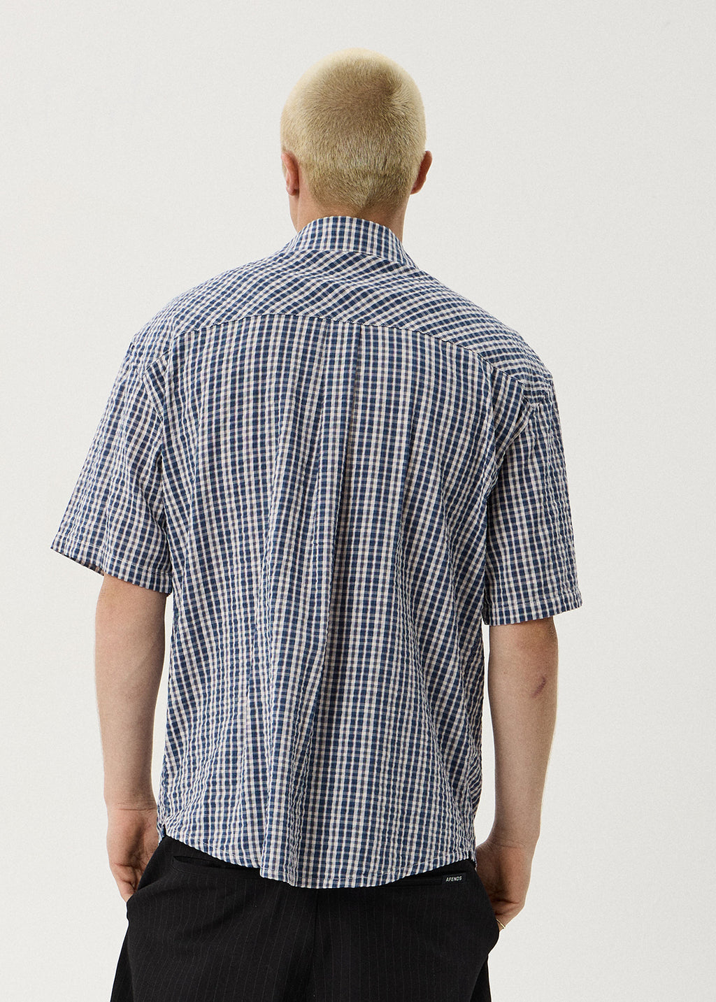 AFENDS Mens Noah - Short Sleeve Shirt - Blue Check