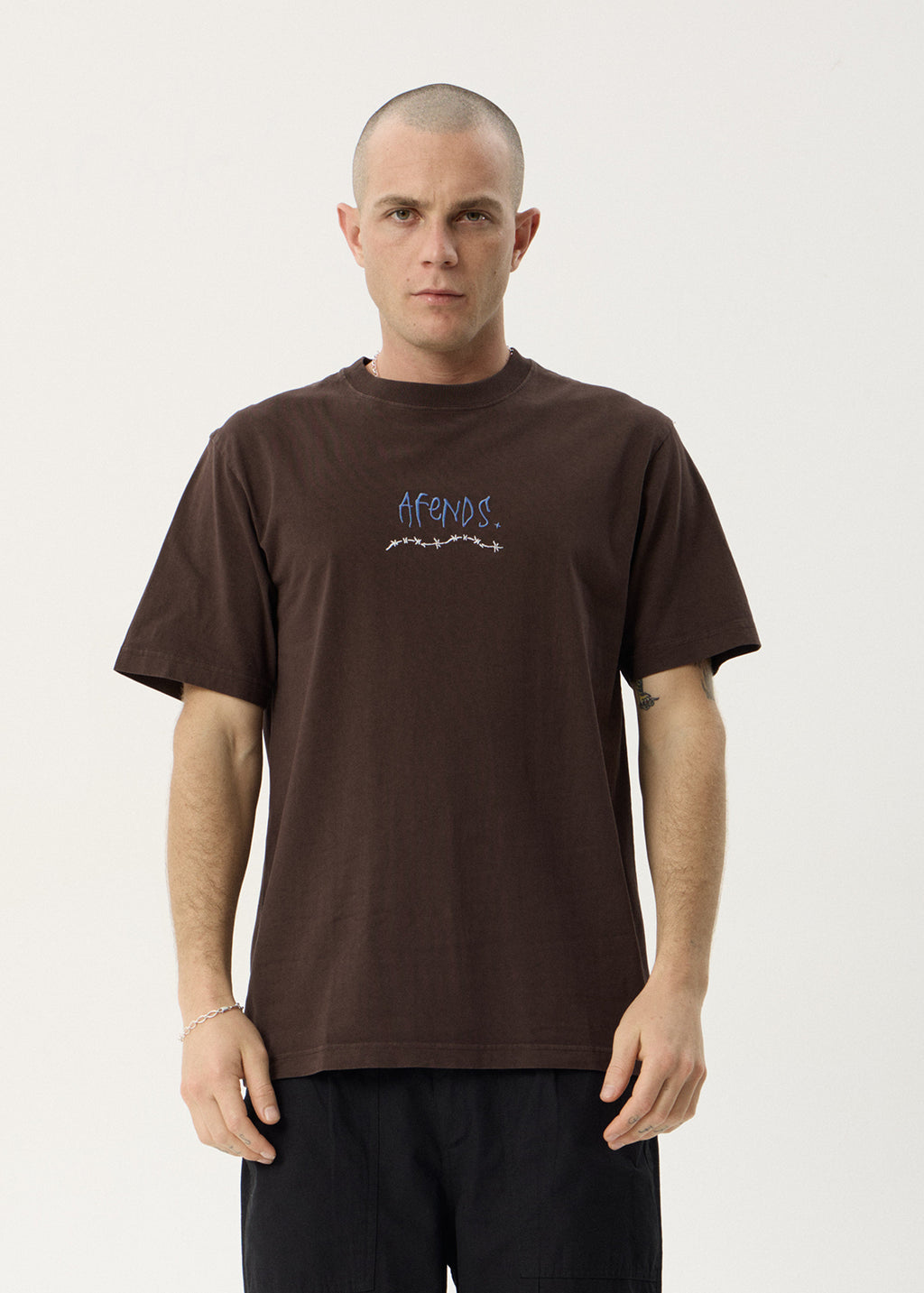 AFENDS Mens Activities - Retro Tee - Washed Coffee