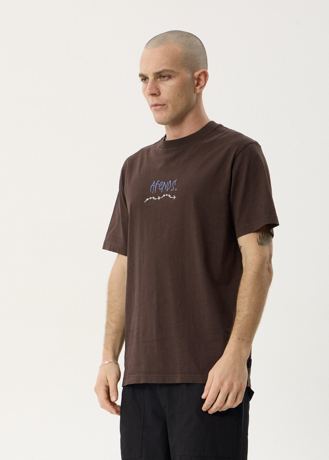 AFENDS Mens Activities - Retro Tee - Washed Coffee