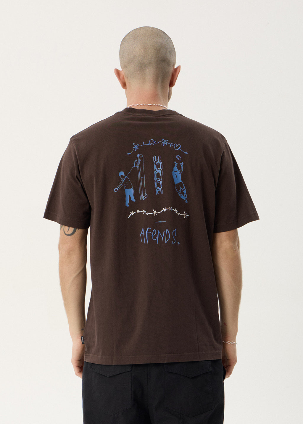 AFENDS Mens Activities - Retro Tee - Washed Coffee
