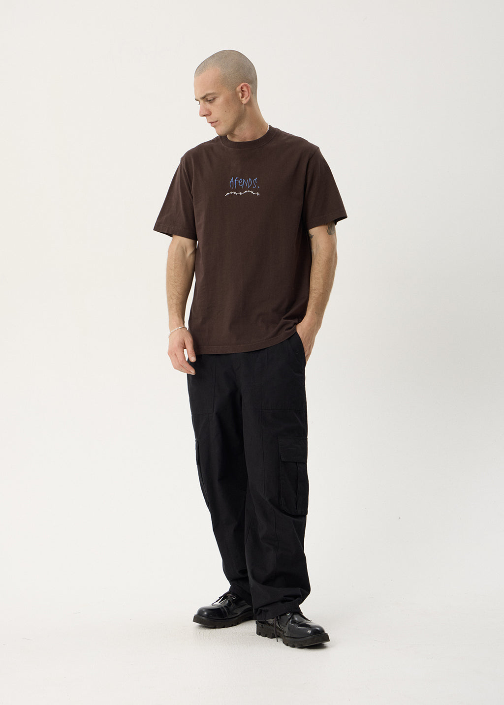 AFENDS Mens Activities - Retro Tee - Washed Coffee