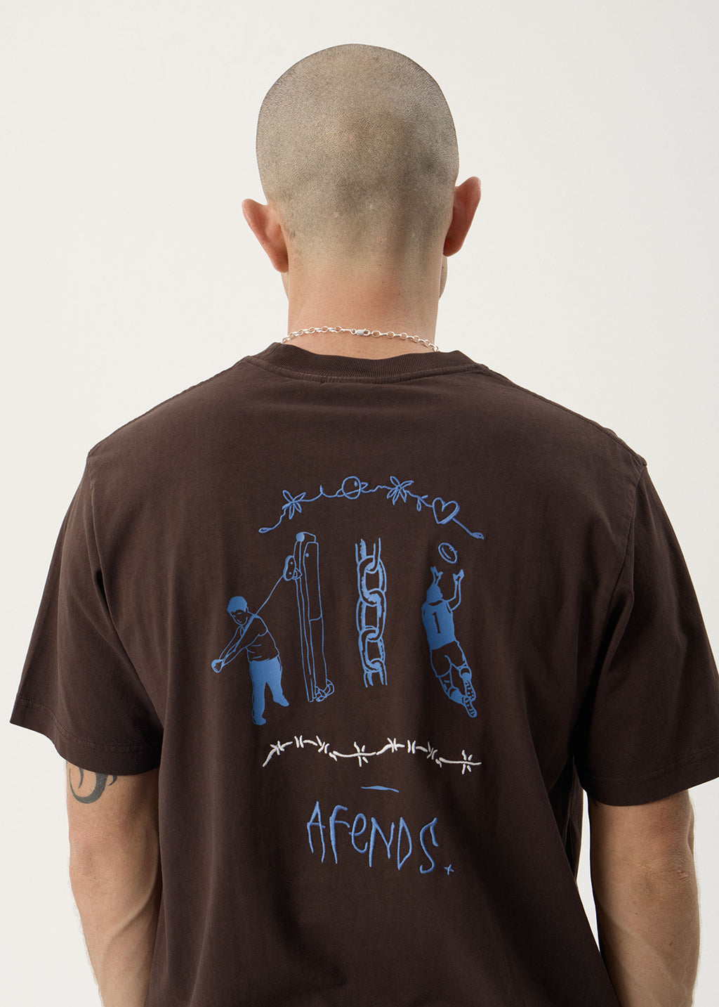 AFENDS Mens Activities - Retro Tee - Washed Coffee