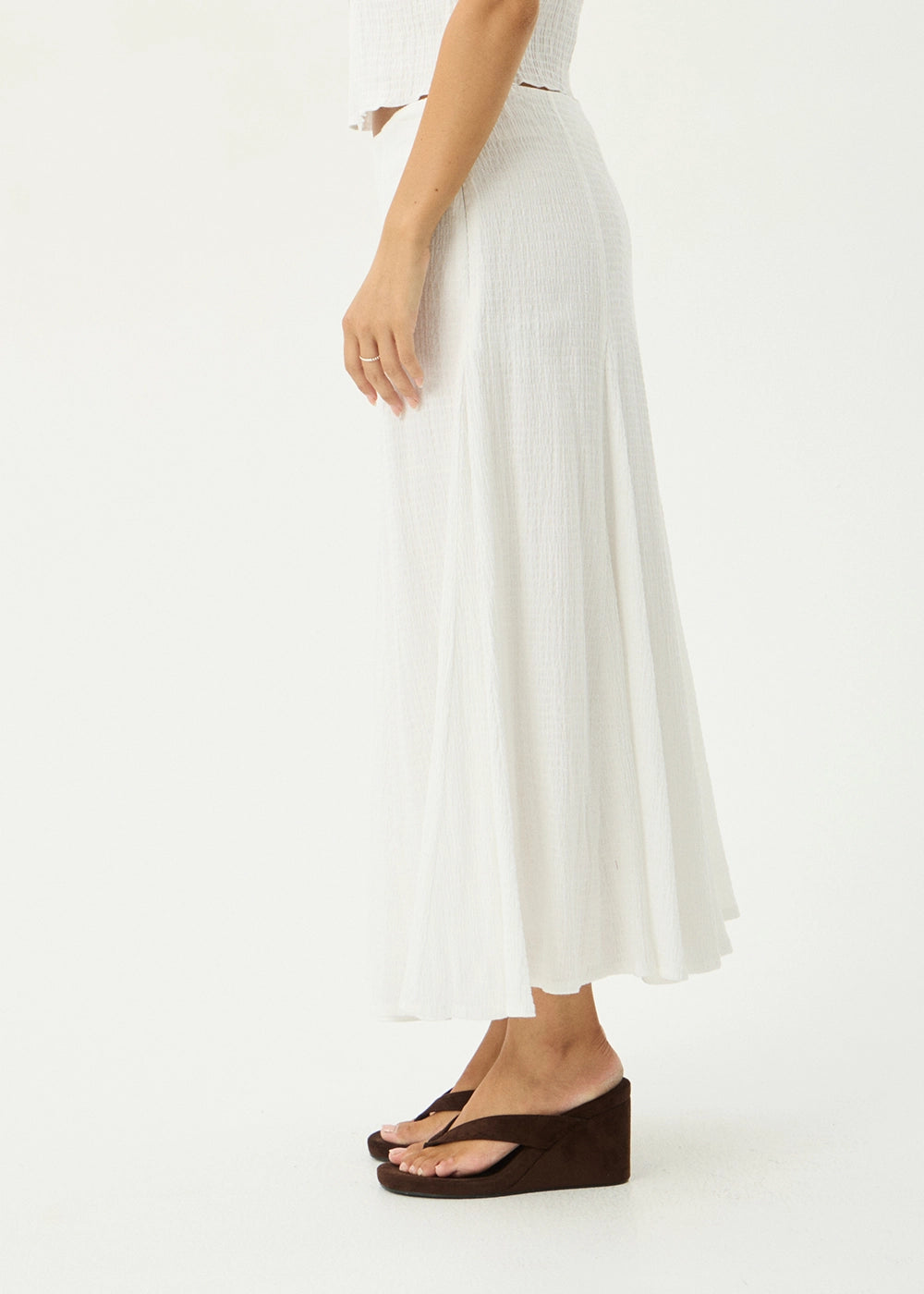 AFENDS Womens Lana - Seersucker Midi Skirt - Off White