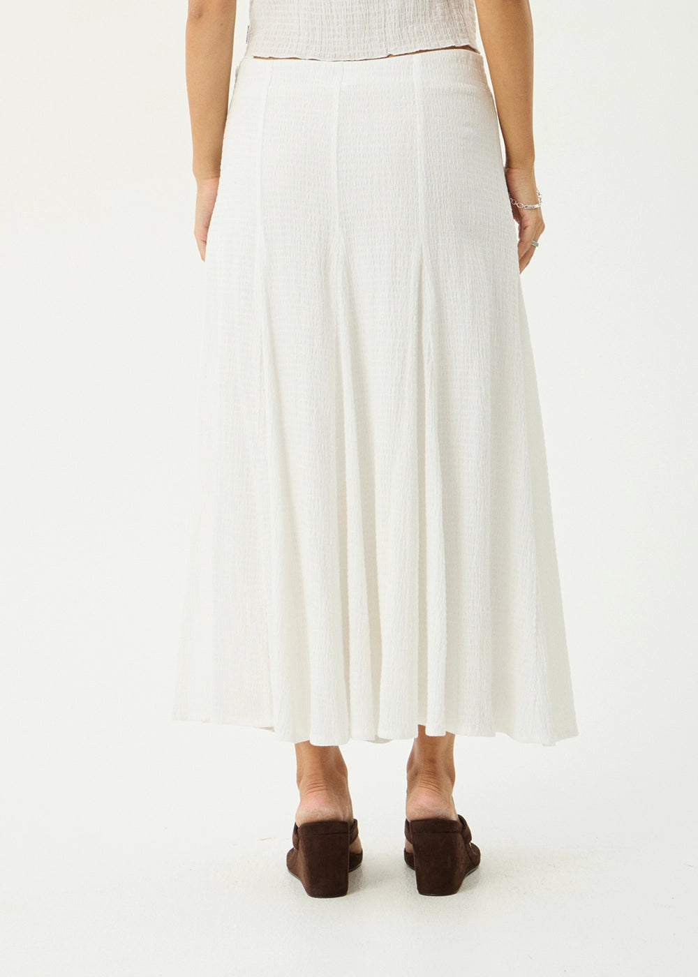 AFENDS Womens Lana - Seersucker Midi Skirt - Off White