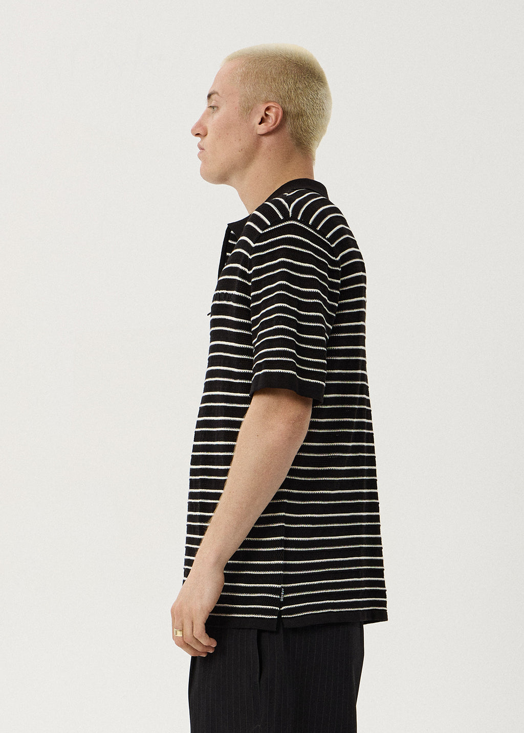 AFENDS Mens Club - Knit Polo Shirt - Black / White